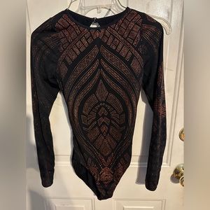 XSA Weisman Sparkle bodysuit and sheer leggings